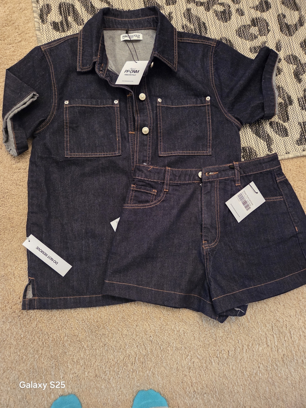Princess Polly Dark Blue Denim Jean Shorts Set